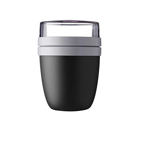 Mepal - Lunchpot Ellipse - Limitierte Edition – 500 ml praktischer Reisebecher, Joghurtbecher, To go Becher – Geeignet für Tiefkühler, Mikrowelle und Spülmaschine, 700 ml, Schwarz