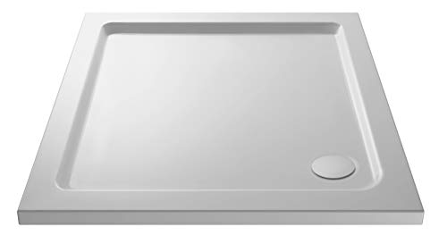 VeeBath Square Shower Tray 700x700mm Stone Resin Tray for Shower Enclosure Bathroom- White