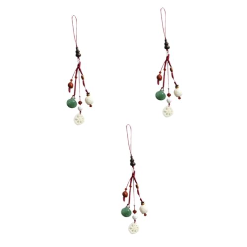 Pendentif suspendu chinois vintage en lot de 3 pièces pour clés et bracelet