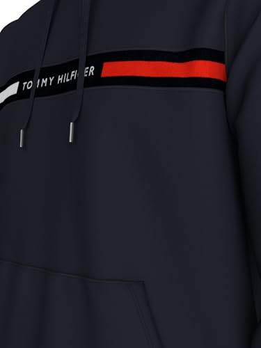 Tommy Hilfiger Men's Medium Weight Fleece Hoodie Sweatshirt with Signature Stripe Logo4