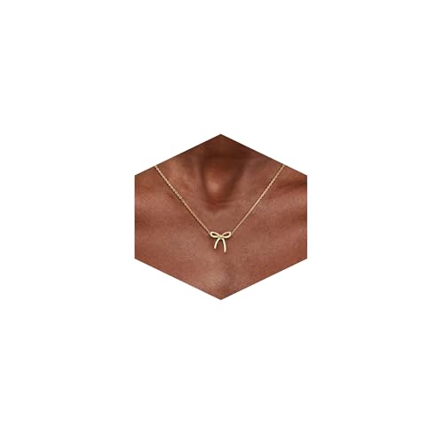 Risamil Mothers Day Gifts for Mom Dainty 14K Gold Plated Bow Necklace for Women Trendy Cute Small Choker Pendant Charm Necklace Trendy Stuff Gold Bow Jewelry for Women Gifts Fasshion Accessories