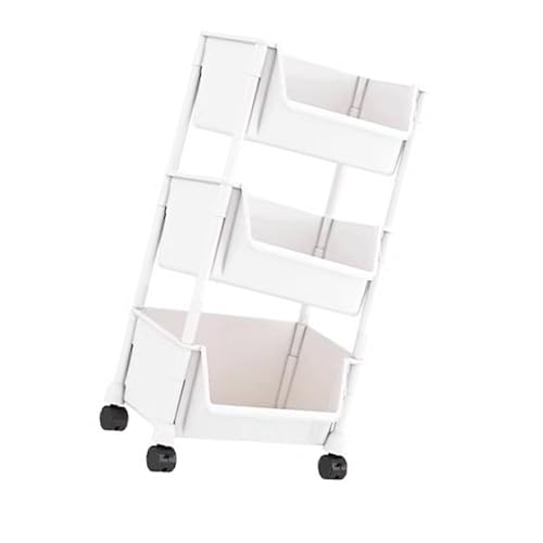 ポータブルスリムライン本棚可動棚ブレーキキャスターと狭いスペース用のフック付きポータブル狭い収納棚狭いスロット本棚