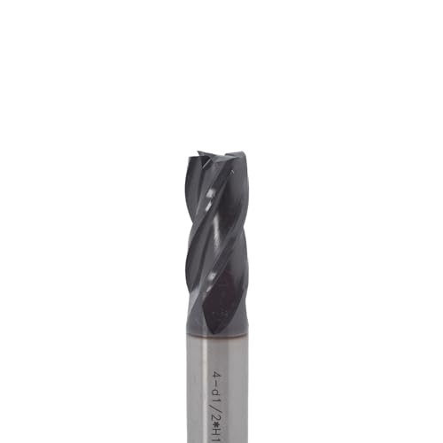 Image of Square End Mill JESTUOUS Carbide 4 Spiral Flute Titanium Coating Drill Bits 1 /2 inch Shank Dia.1 Cut Length for Milling Metal,1 Piece