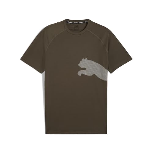 PUMA Mens Train All Day Cat Crew Neck Short Sleeve Athletic Casual Tops Casual - Green3