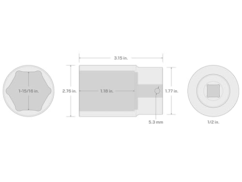Image of TEKTON 1 /2 Inch Drive x 1-15 /16 Inch Deep 6-Point Impact Socket | SID23049