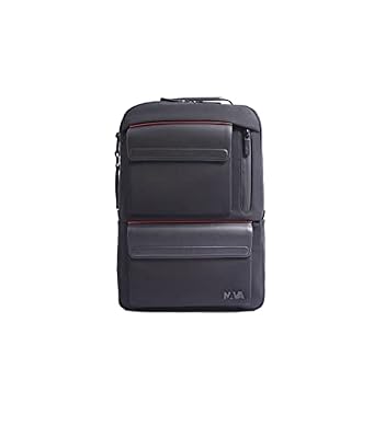 ZAINO ORGANIZZATO 2 COMPARTI CON 2 TASCHE FRONTALI (NERO CON FINITURE ROSSE)