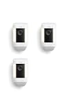 Ring Spotlight Cam Pro, Battery, Home or business security, Retinal 2K Video, Color Night Vision and Two-Way Talk with Audio+, 3-pack, White