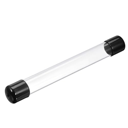 Image of PATIKIL Clear Rigid Tube Round Plastic Tubing with Black Rubber Caps Polycarbonate Water Pipe, 305mm / 12 Inch Length, 21mmx25mm /0.83 inchx1 inch, 1 Set