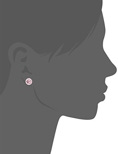 Amazon Collection Sterling Silver Crystal Halo Pink Stud Earrings #TOP1