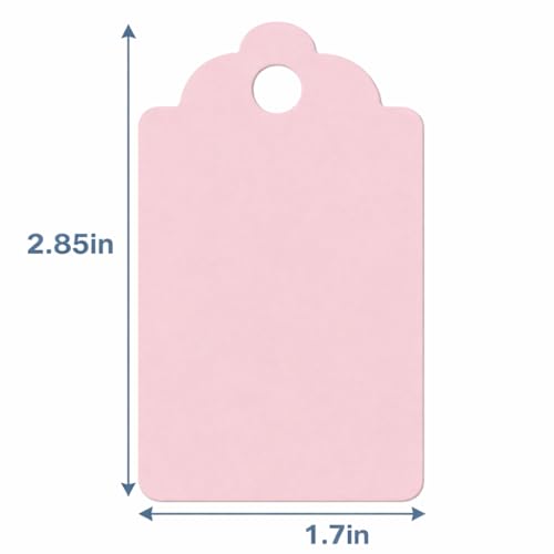 Image of CVANU 300pcs Premium Color Tag Blank Hanging with Pre-Punched Hole Tags for DIY Crafts, Gift Wrapping, Labelling & Writable Decorative Tags for All Occasions (2.85in X 1.7in) Old Pink
