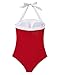 SUUKSESS Women Sexy Tummy Control One Piece Swimsuits Halter Slimming Retro Monokini Bathing Suits Color Block Swimwear (Red White,S)