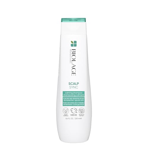 Biolage Calming Shampoo für alle Haartypen, Besonders geeignet für gereizte Kopfhaut, Mit fermentiertem Tee und Glycolsäure, Beruhigt die Kopfhaut, Vegan, Scalp Sync, 1 x 250 ml
