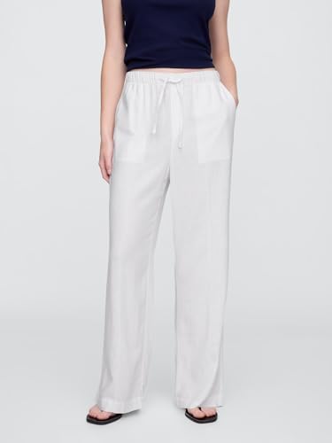 Image of Gap Womens Wide Leg Linen Pull on Pant