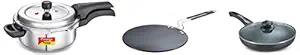 Prestige Svachh Deluxe Alpha 3.0 Litre Pressure Cooker & Aluminium Hard Anodised Cookware Induction Base Paratha Tawa, 265 mm, Black & Aluminium Omega Deluxe Granite Fry Pan, 260 mm,Black