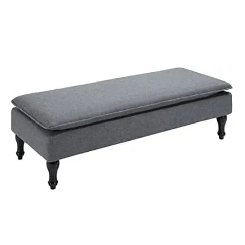 Velvet uploster Ottoman Bench Pouffe Puffy Settee Couch Bed End Bench Seat Side Chaise Lounge Upholstered Fabric Footstool Bedend Dining for Bedroom, Living Room, Office, Hotel, Grey