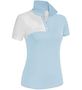 Women's Golf Shirts Short Sleeve Moisture Wicking Polo Shirts Color Block Running Tops