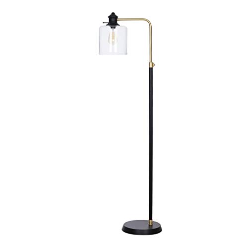 Amazon Brand – Stone & Beam Mid-Century Modern Henley Living Room Standing Arc Floor Lamp with LED Light Bulb - 10.5 x 16.5 x 58 Inches, Matte Black and Antique Brass