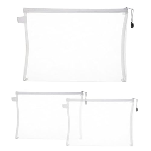 Custodia trasparente per puzzle – Cartelle portadocumenti con cerniera | Sacchetti per organizzare | 3 sacchetti multiuso extra large | Borse in nylon trasparente con cerniera per forniture