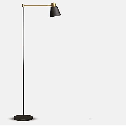 Lampadaire avec abat-jour noir au design minimaliste et finitions métal