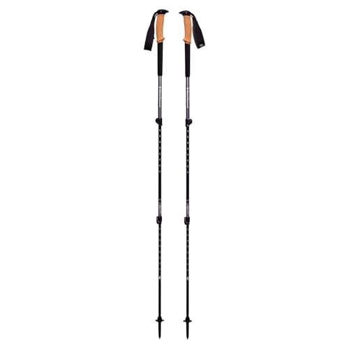BLACK DIAMOND Trail Cork Trekking Poles, Pair of 2 Lightweight Collapsible Aluminum Hiking Sticks with Cork Grips for Backpacking, Walking, Camping, Mountaineering, Granite