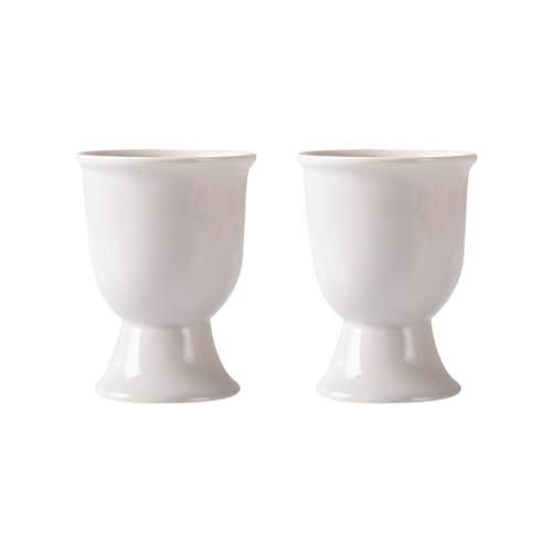 GSHLLO 2 Pcs Ceramic Egg Cups Single Hard Boiled Egg Holder Stand White Porcelain Egg Cups Easter Breakfast Egg Holders for Breakfast Party