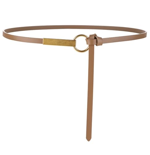 Women Tie Genuine Leather Skinny Belt Gold Buckle Wrap Belts