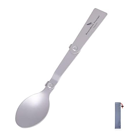 iBasingo Titanium Folding Spoon Camping Spoon Travel Spoon Outdoor Small Soup Spoon Lightweight Portable Cutlery Backpacking Flatware Picnic Tableware Ti1029T Cover