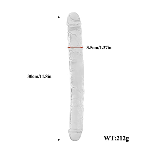 Lestesy 11.8X1.3 In Double Dildo,Flexible Realistic Jelly Dildo For Lesbian Female Masturbation, Clear, S #TOP1
