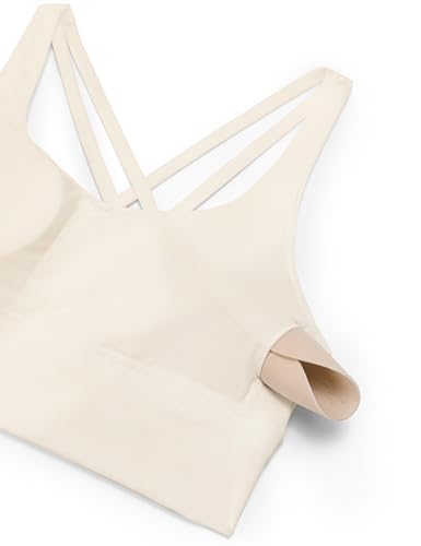 Image of CRZ YOGA Naked Feeling Longline Sports Bras | Medium Support, Removable Pads, Yoga, Sleek, Strappy Back, Scoop Neck, for Women