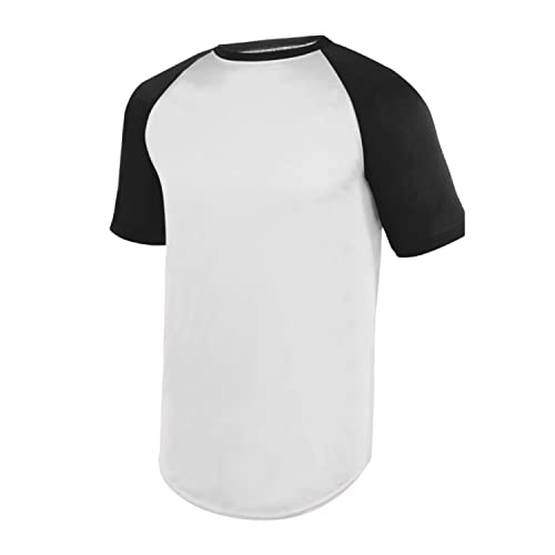 Youth Wicking Short Sleeve Baseball Jersey White/Black XS