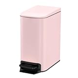 Cesun Small Bathroom Trash Can with Lid Soft Close, Step Pedal, 6 Liter / 1.6 Gallon Stainless Steel Garbage Can with Removable Inner Bucket, Anti-Fingerprint Finish (Pink)