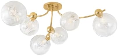 Corbett Lighting 450-54-VB Astraia - 6 Light Semi Flush 13.25 inches Tall and 54 inches Wide - Vintage Brass Finish