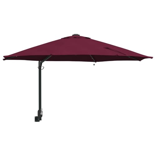 vidaXL Parasol de Jardin Bordeaux 248 x 248 x 148 cm, Parasol de Jardin réglable, Ombre Moderne, à Fixer au Mur, auvent Patio Durable, éclairage Solaire LED