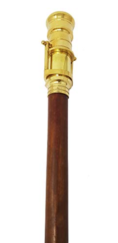 Brass Nautical - Telescope Walking Stick Costume Wooden Cane Foldable Rosewood Stick Steampunk Style (Polished Brass) - Thumbnail 5