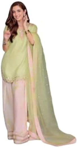 Heavy Embroidery & Sequence Work Kurti Farshi Palazzo with Dupatta Set for Women