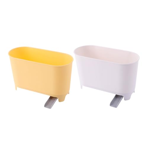 Angoily 2 Piezas Cubo de Basura para Fregadero Cubo de Cocina para Drenaje con Separación de Residuos Secos y Húmedos Recipiente para Alimentos y Escurridor de Frutas y Verduras Colores
