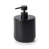 Kook Time Dispensador de Jabón Grande 690 ml Curve - Dosificador de Cerámica Rellenable para Cocina o Baño. Bomba Anti-óxido. Diseño Redondo Estable. 17 x 10.5 cm. - Negro Mate