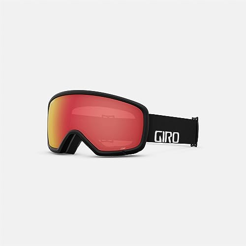 Image of Giro Stomp Kids Ski Goggles - Snowboard Goggles for Youth, Boys & Girls - Black Wordmark Strap with Amber Scarlet Lens
