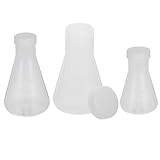 BESTOYARD Erlenmeyerkolben Genaue Messung mit Deckel 100ml 250ml 500ml 3 Stück aus Pp für Chemie und im Labor Wiederverwendbar