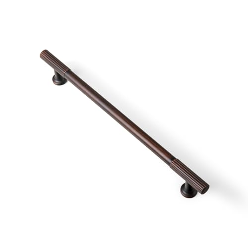 Goo-Ki Oil Rubbed Bronze Zinc Alloy Cabinet Handles – 7.56”(192mm) Hole Center Striped Decorations Cabinet Pull Hardware for Bedroom, Kitchen, 6 Pack