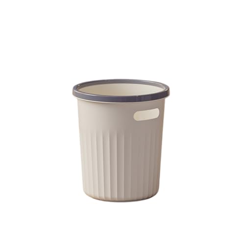 Poubelle en plastique 12L grande poubelle ronde blanche et grise avec poignées