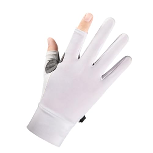 VGEBY Cycling Gloves,Summer Ice Silk 2 Fingerless Sport Gloves for Men Women Cycling Workout Gym Training Weight Lifting Outdoor M Size (White)