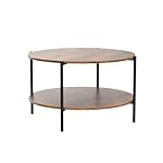 WLIVE Round Coffee Table, 32.6" Small Coffee Table with Storage Shelf, 2-Tier Circle Wood Center Table for Living Room, Apartment, Rustic Brown - Image 4