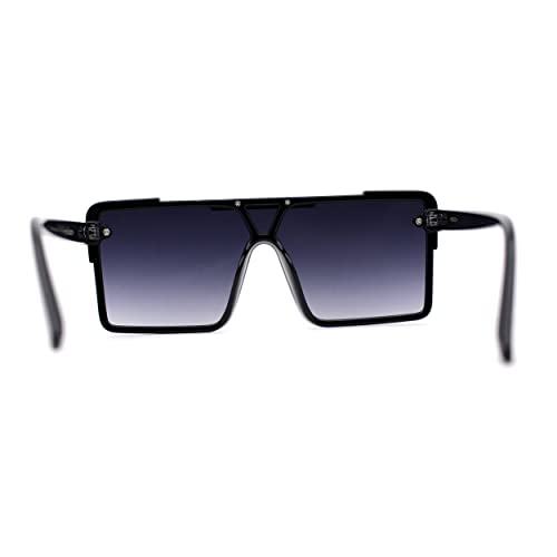 Mens Luxury Mod Rimless Block Lens Shield Oversize Sunglasses4