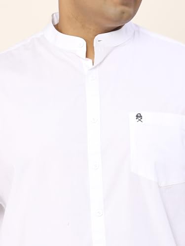 Image of Thomas Scott Mens | Full Sleeve | Solid Plain Color | Regular Fit | Plus Size | 100% Cotton | Mandarin Collar | Casual | Shirt