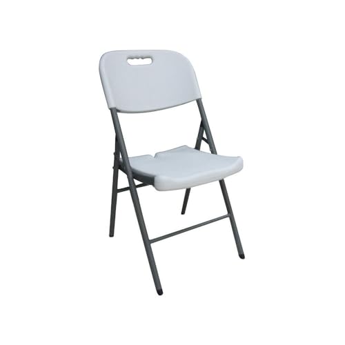 TERRE JARDIN Table Pliante Chaise de Jardin Pliante en Plastique Blanc - Chaise d’Appoint Intérieur/Extérieur avec Structure Métal - Chaise Pliable...