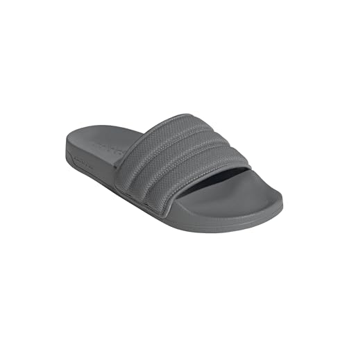 adidas Leather Adilette Badelatschen Slides (grey, EU Schuhgrößensystem, Erwachsene, Numerisch, M, 43)
