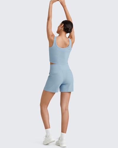 G4Free Womens Shorts High Waisted Casual Summer Running Yoga Shorts Ladies Light Comfortable Bermuda Short Trousers with Pockets(Blue Willow, XS) — view 6