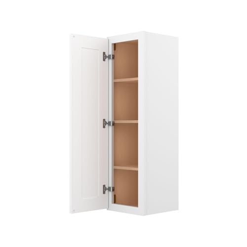 Image of Furinno Shaker 1-Door-3 Shelves Wall Kitchen Cabinet, Ready to Assemble, 12 D x 12 W x 42 H, White