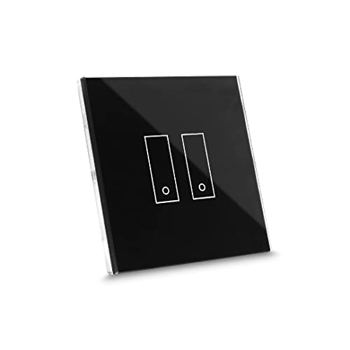 iotty E2 PLUS, interruptor inteligente para luces y puertas, compatible Google/Alexa/Siri/IFTTT, aplicaciones IOS/Android, placa táctil, vidrio retroiluminado, sensores de temperatura/brillo, negro